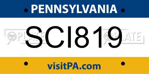 SCI819 Pennsylvania License Plate