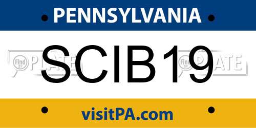 SCIB19 Pennsylvania License Plate