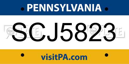 SCJ5823 Pennsylvania License Plate