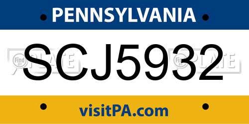 SCJ5932 Pennsylvania License Plate