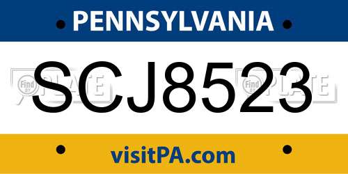 SCJ8523 Pennsylvania License Plate