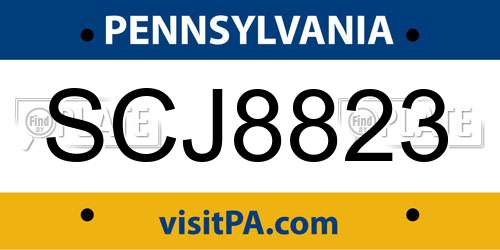 SCJ8823 Pennsylvania License Plate