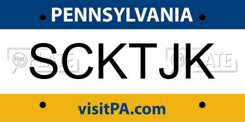 SCKTJK Pennsylvania License Plate