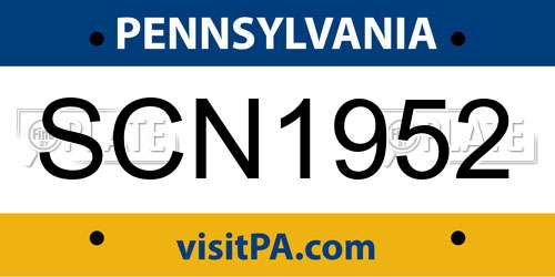 SCN1952 Pennsylvania License Plate