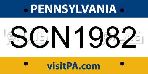 SCN1982 Pennsylvania License Plate