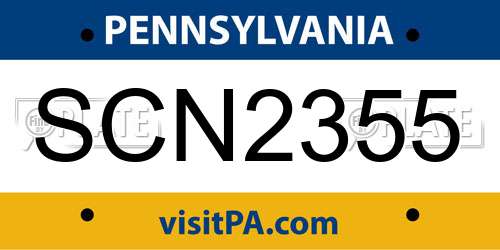 SCN2355 Pennsylvania License Plate