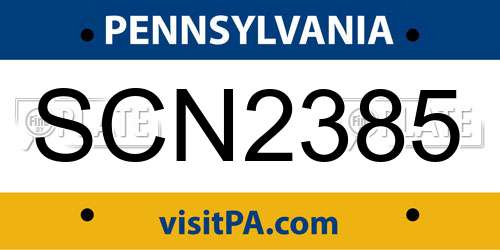 SCN2385 Pennsylvania License Plate