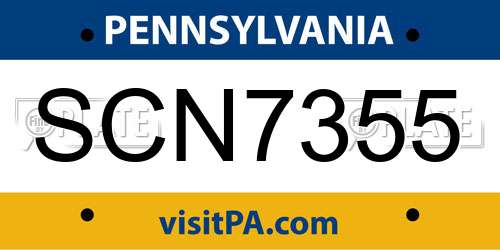 SCN7355 Pennsylvania License Plate