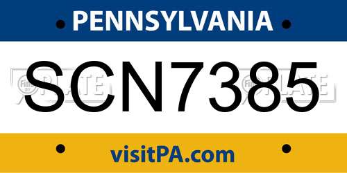 SCN7385 Pennsylvania License Plate