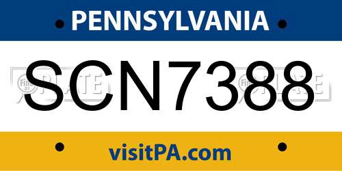 SCN7388 Pennsylvania License Plate