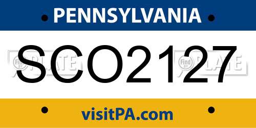 SCO2127 Pennsylvania License Plate