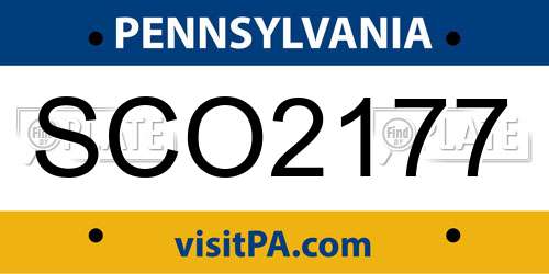 SCO2177 Pennsylvania License Plate