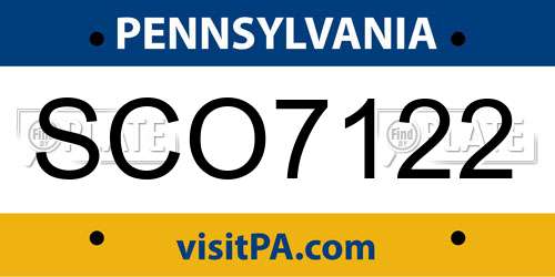 SCO7122 Pennsylvania License Plate