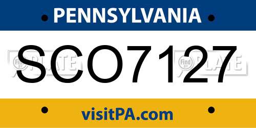 SCO7127 Pennsylvania License Plate