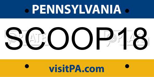 SCOOP18 Pennsylvania License Plate