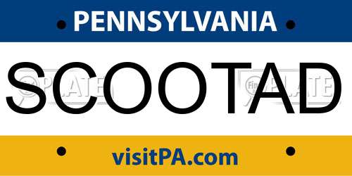 SCOOTAD Pennsylvania License Plate