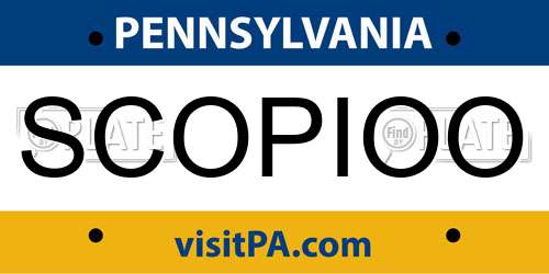SCOPIOO Pennsylvania License Plate