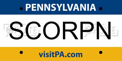 SCORPN Pennsylvania License Plate