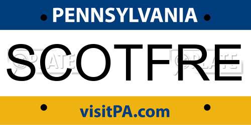 SCOTFRE Pennsylvania License Plate