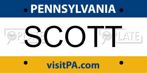 SCOTT Pennsylvania License Plate