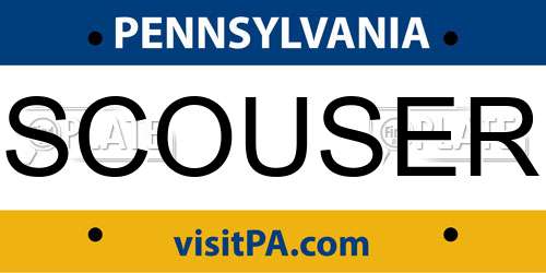 SCOUSER Pennsylvania License Plate