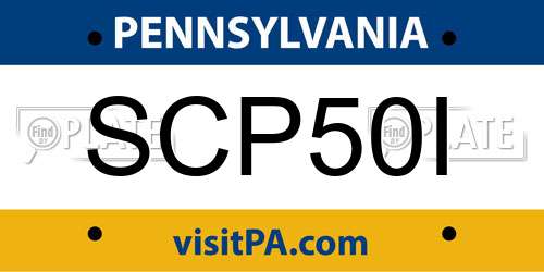 SCP50I Pennsylvania License Plate