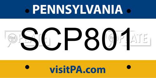 SCP801 Pennsylvania License Plate