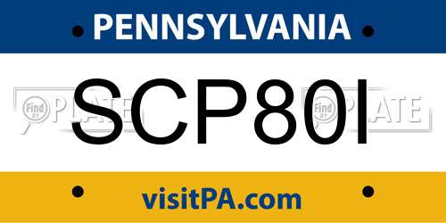 SCP80I Pennsylvania License Plate