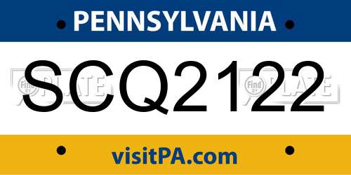 SCQ2122 Pennsylvania License Plate