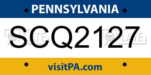 SCQ2127 Pennsylvania License Plate