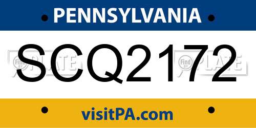 SCQ2172 Pennsylvania License Plate