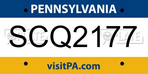 SCQ2177 Pennsylvania License Plate