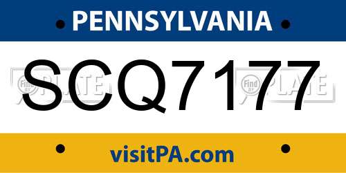 SCQ7177 Pennsylvania License Plate