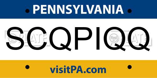SCQPIQQ Pennsylvania License Plate