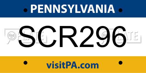 SCR296 Pennsylvania License Plate