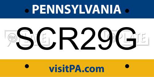 SCR29G Pennsylvania License Plate