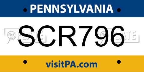 SCR796 Pennsylvania License Plate
