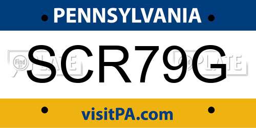 SCR79G Pennsylvania License Plate