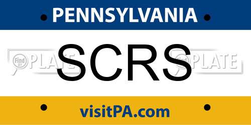 SCRS Pennsylvania License Plate