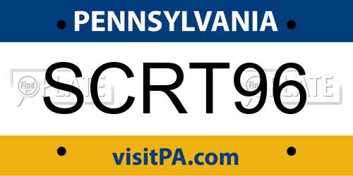 SCRT96 Pennsylvania License Plate