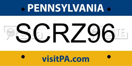 SCRZ96 Pennsylvania License Plate