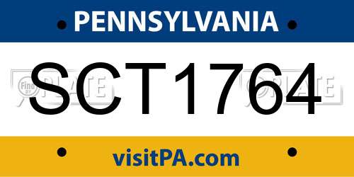 SCT1764 Pennsylvania License Plate