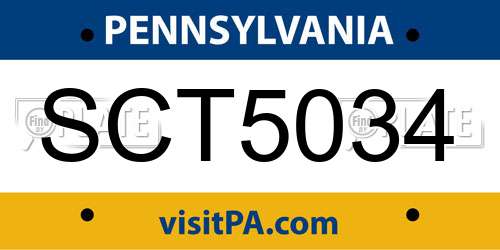 SCT5034 Pennsylvania License Plate