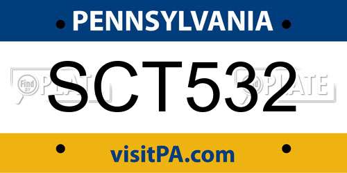 SCT532 Pennsylvania License Plate