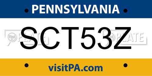 SCT53Z Pennsylvania License Plate