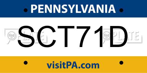 SCT71D Pennsylvania License Plate