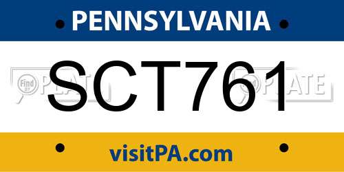 SCT761 Pennsylvania License Plate