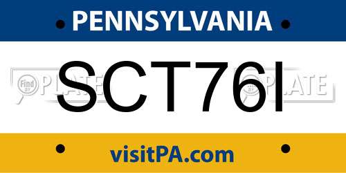 SCT76I Pennsylvania License Plate