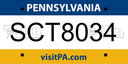 SCT8034 Pennsylvania License Plate