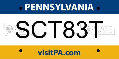 SCT83T Pennsylvania License Plate